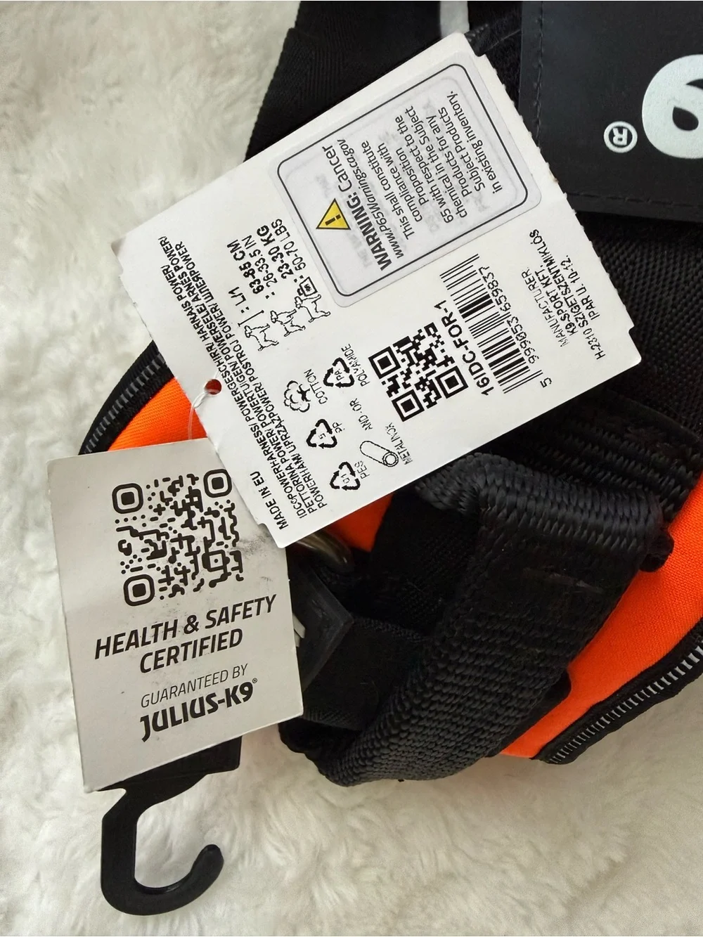 Julius-K9 Orange and Black Dog Harness